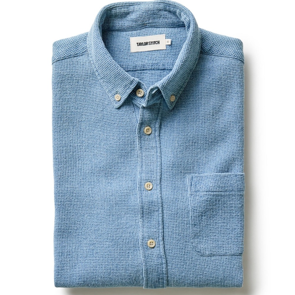Taylor Stitch The Jack Shirt in Washed Indigo Waffle (Men’s XL)